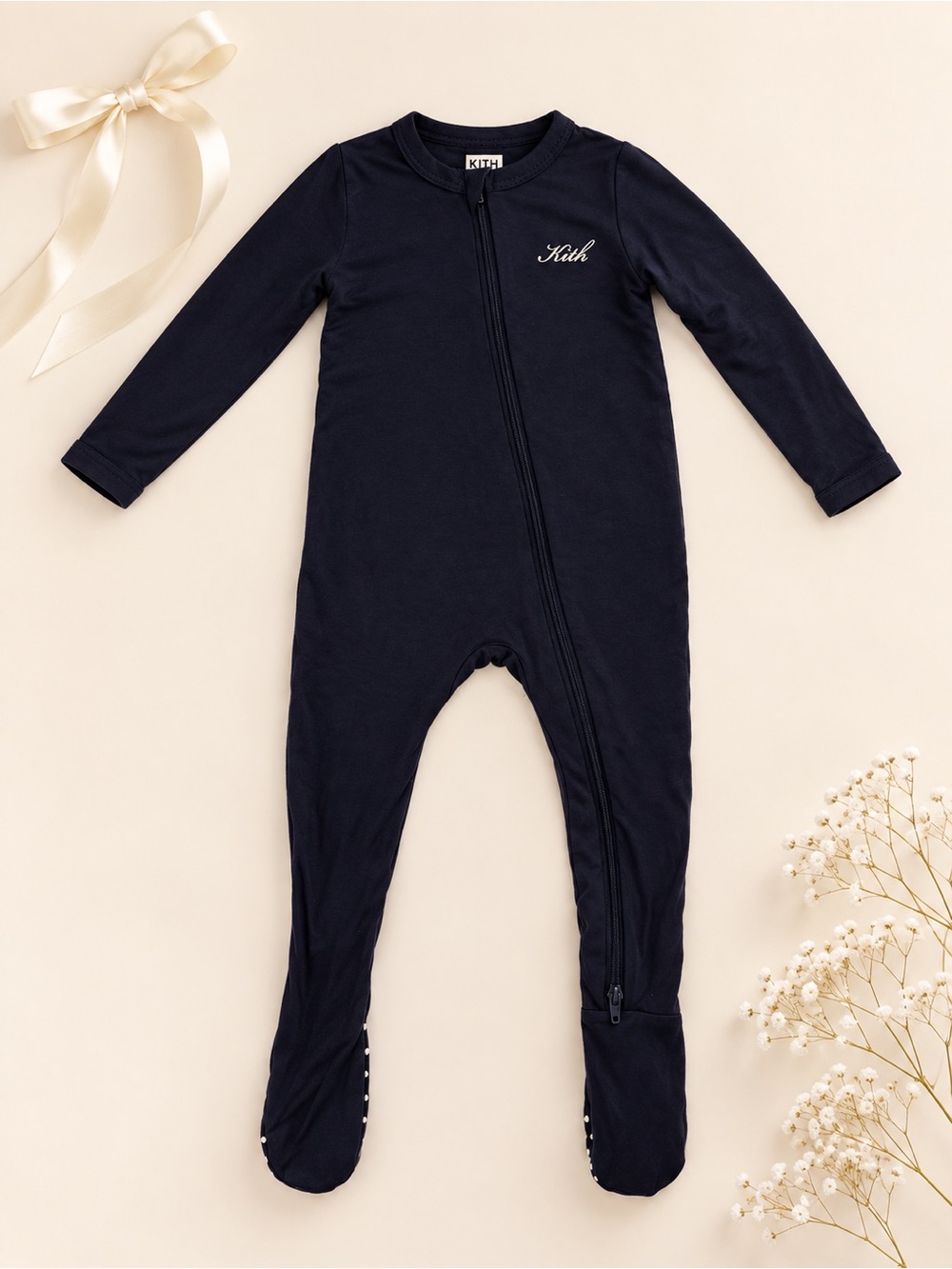 Kith Navy Zip-Front Footed One-Piece